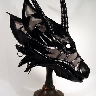 Black and steel Dragon Leather mask.