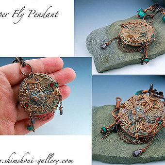 Copper Fly-n-Fish Pendant