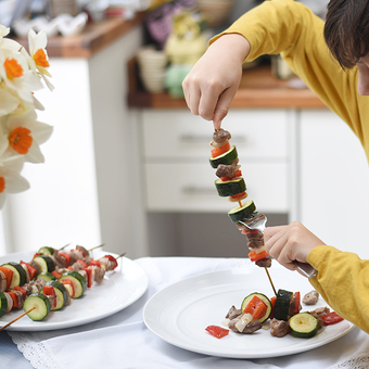 Easy lamb kebab pitas. Kids’ turn to cook