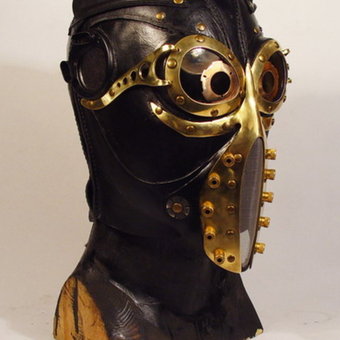 Insect Inspector. Steampunk art Leather Gas mask.