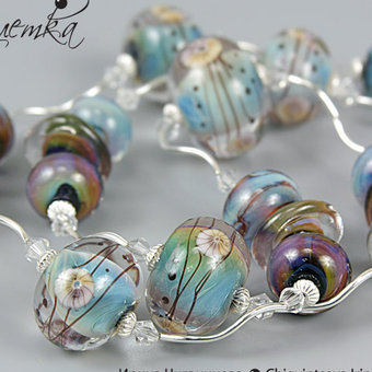 Комплект Pretty woman. Голубые, прозрачные бусины lampwork