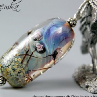 Кулон Обещание. Бусина 3D lampwork серебро 925