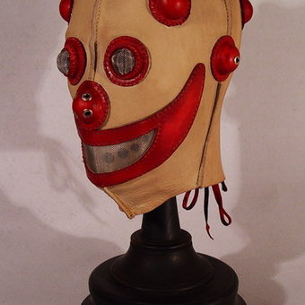 Red Clown Steampunk Leather Mask