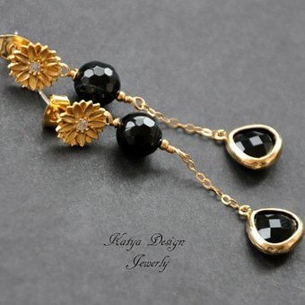 Серьги `gold black`