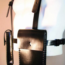 Black cartridge pouches with belts