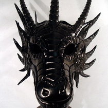 Black Dragon Leather Mask. Черный Дракон Кожаная маска.