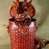 Dragon in baasket. New leather handbag.