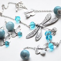 "Dragonfly and butterflies" aquamarine