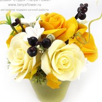 Флористика - Мини букет с желтыми розами