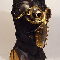 Insect Inspector. Steampunk art Leather Gas mask.