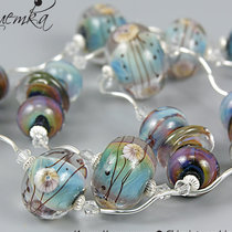 Комплект Pretty woman. Голубые, прозрачные бусины lampwork