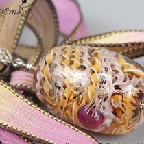 Кулон Саргассы. Бусина 3D lampwork шелковая лента