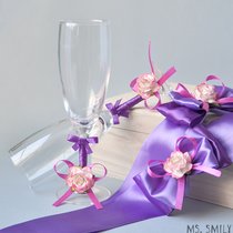 Мои работы - бокалы свадебные фиолетовые + банты