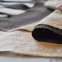 Мои работы - комплект шарф+митенки валяные бежево-коричневые "Листопад"