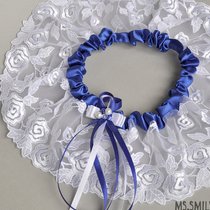 Мои работы - подвязка невесты бело-синяя