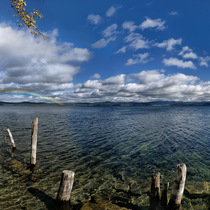 Озеро Тургояк, осень, радуга