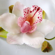 Заколка-брошь Светло розовая орхидея цимбидиум